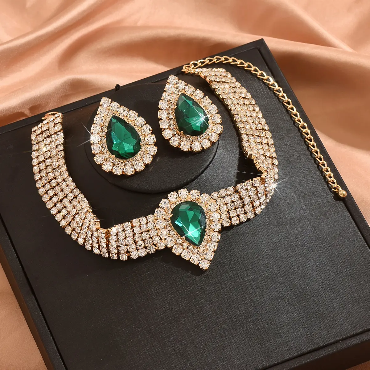 3PC Women's Fashion Water Drop Series Set Necklace Earrings Jewelry Accessories Suitable for Wedding, Party, Festival Gifts