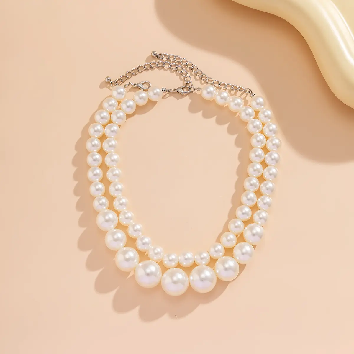 2 Women's European And American Trendy Double Row Large Pearl Necklaces For Outdoor Travel Parties, Holiday Gifts -802057