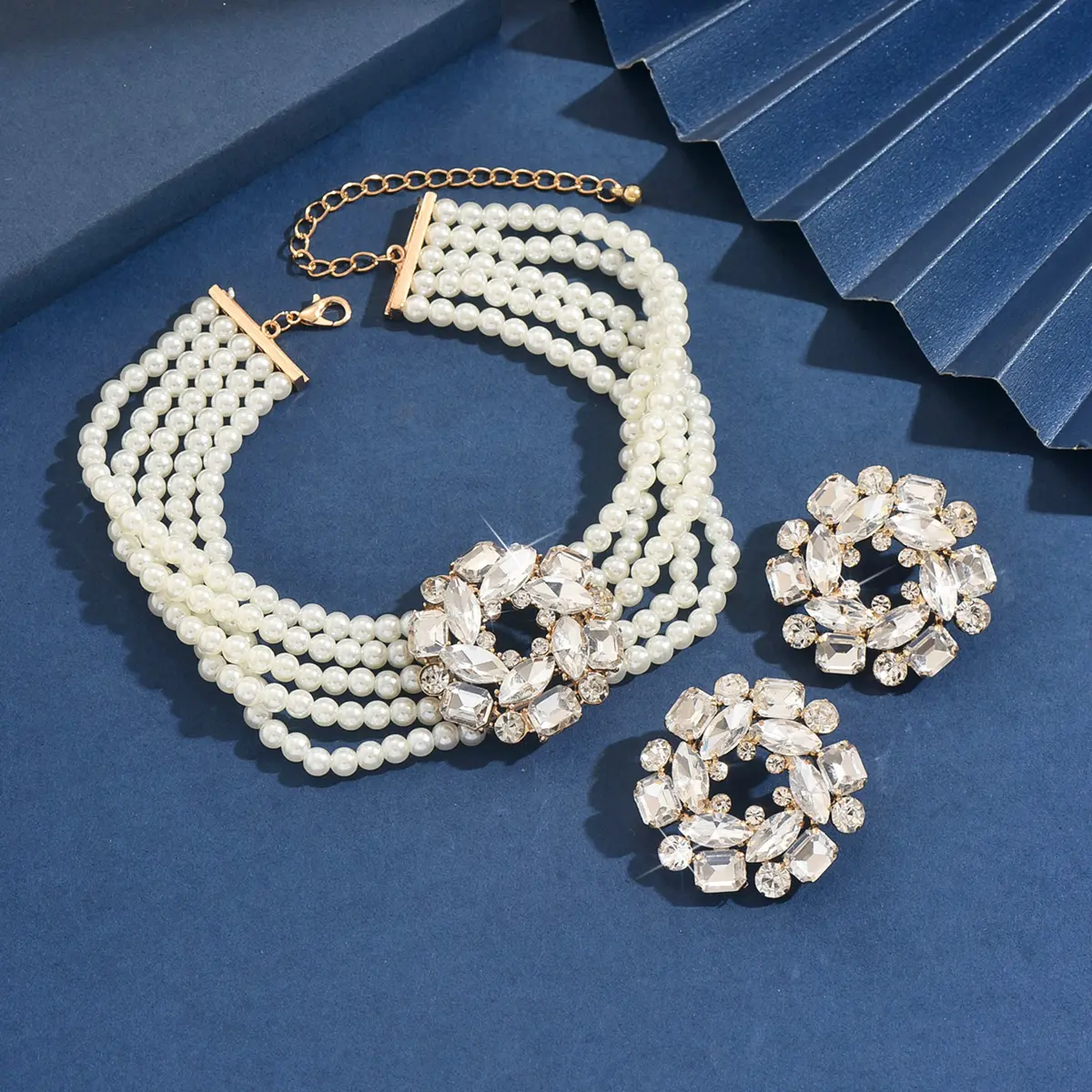 Ladies' Design Pearl Geometry Set Series Necklace Earrings Jewelry Set Wedding Party Festival Gift