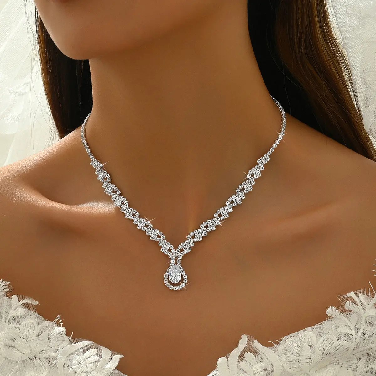3/4PC Women's Fashion Claw Chain Charm Earrings Necklace Bracelet Jewelry Set Wedding Banquet Party Holiday Gift