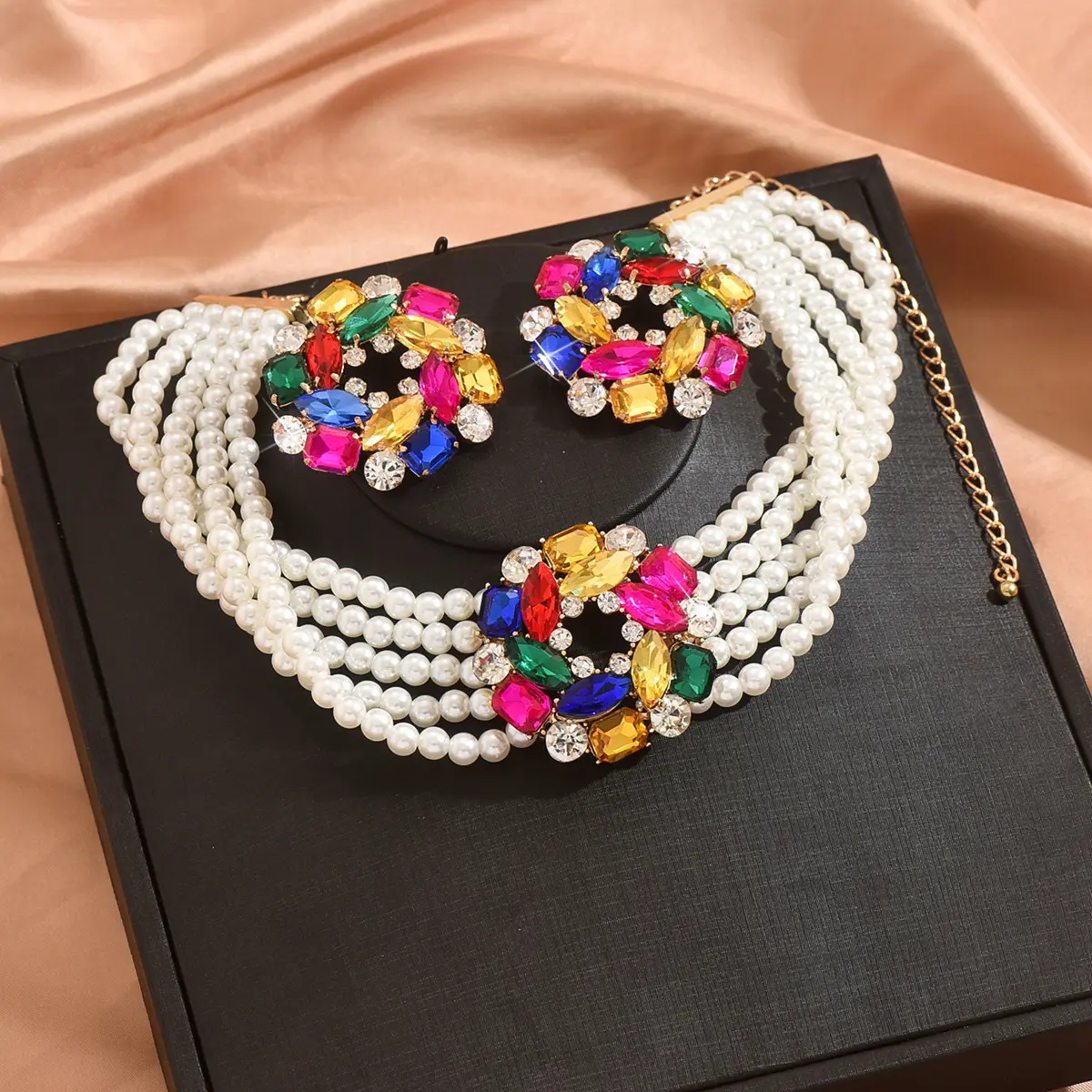 Ladies' Design Pearl Geometry Set Series Necklace Earrings Jewelry Set Wedding Party Festival Gift