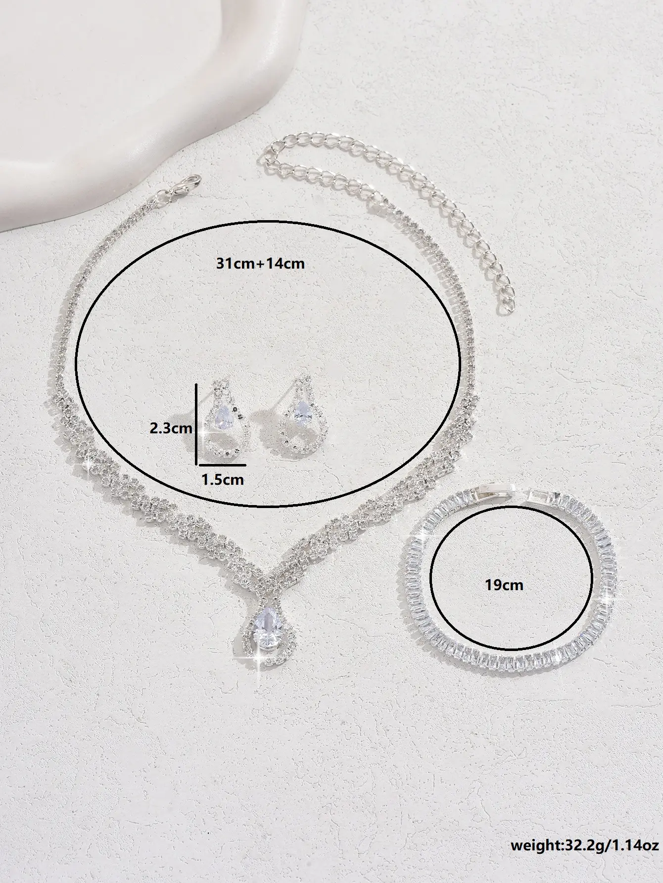 3/4PC Women's Fashion Claw Chain Charm Earrings Necklace Bracelet Jewelry Set Wedding Banquet Party Holiday Gift