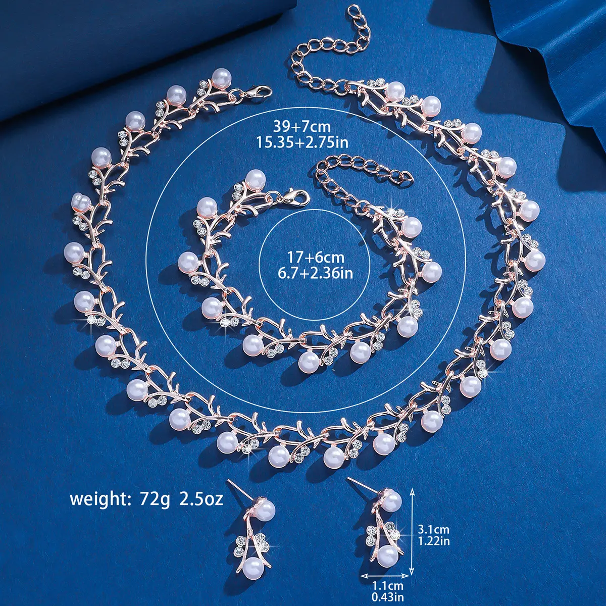 4PC Women's Fashion Imitation Pearl Necklace Earrings Bracelet Jewelry Set Suitable for Wedding, Party, Festival Gifts-9248
