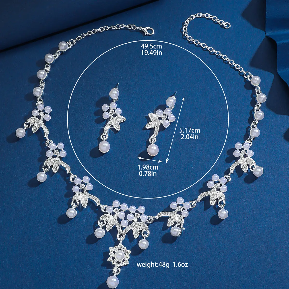3PC Women's Fashion Imitation Pearl Design Necklace Earrings Jewelry Set Geometric Light Luxury Style Holiday Gift