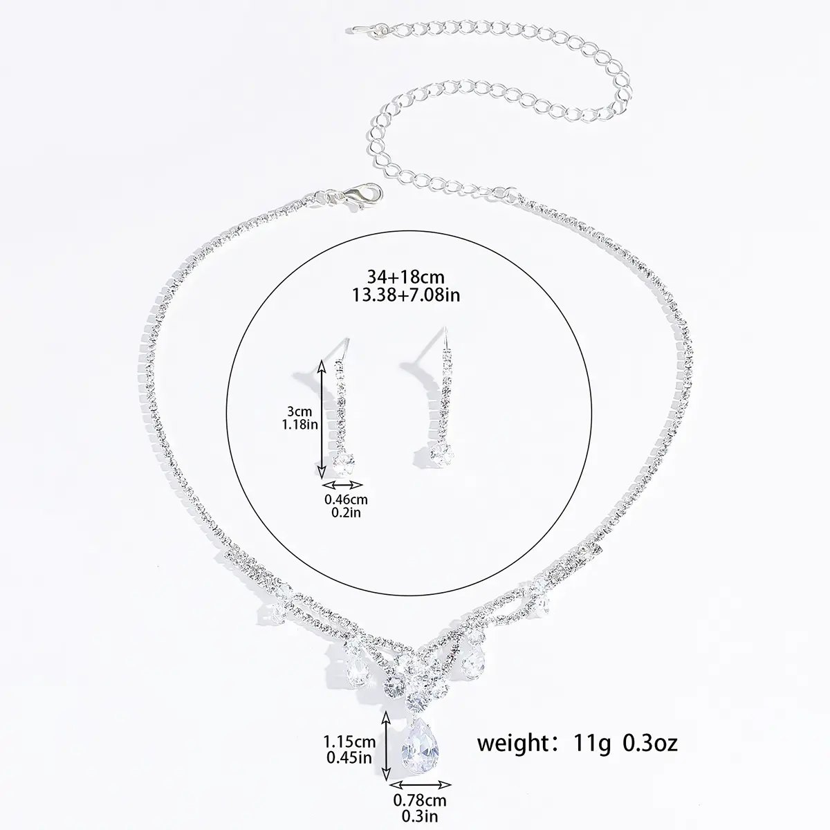 3PC Women's Fashion Waterdrop Flower Necklace Earring Set Suitable for Wedding, Party, and Festival Gifts