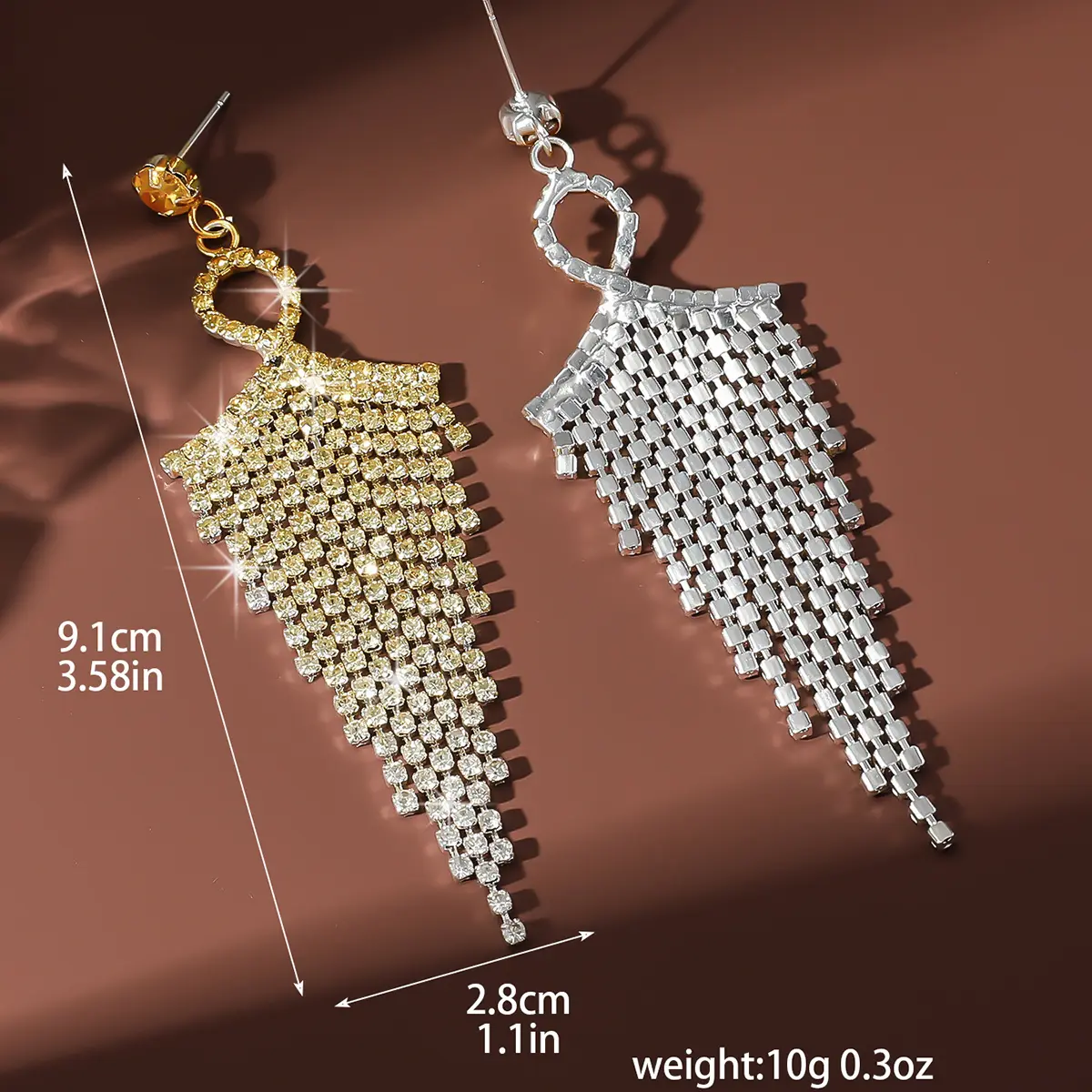 2PC Women's Fashion Claw Chain Colorful rhinestone tassel Earrings Tourism Carnival Banquet Party Festival Dress up Gift