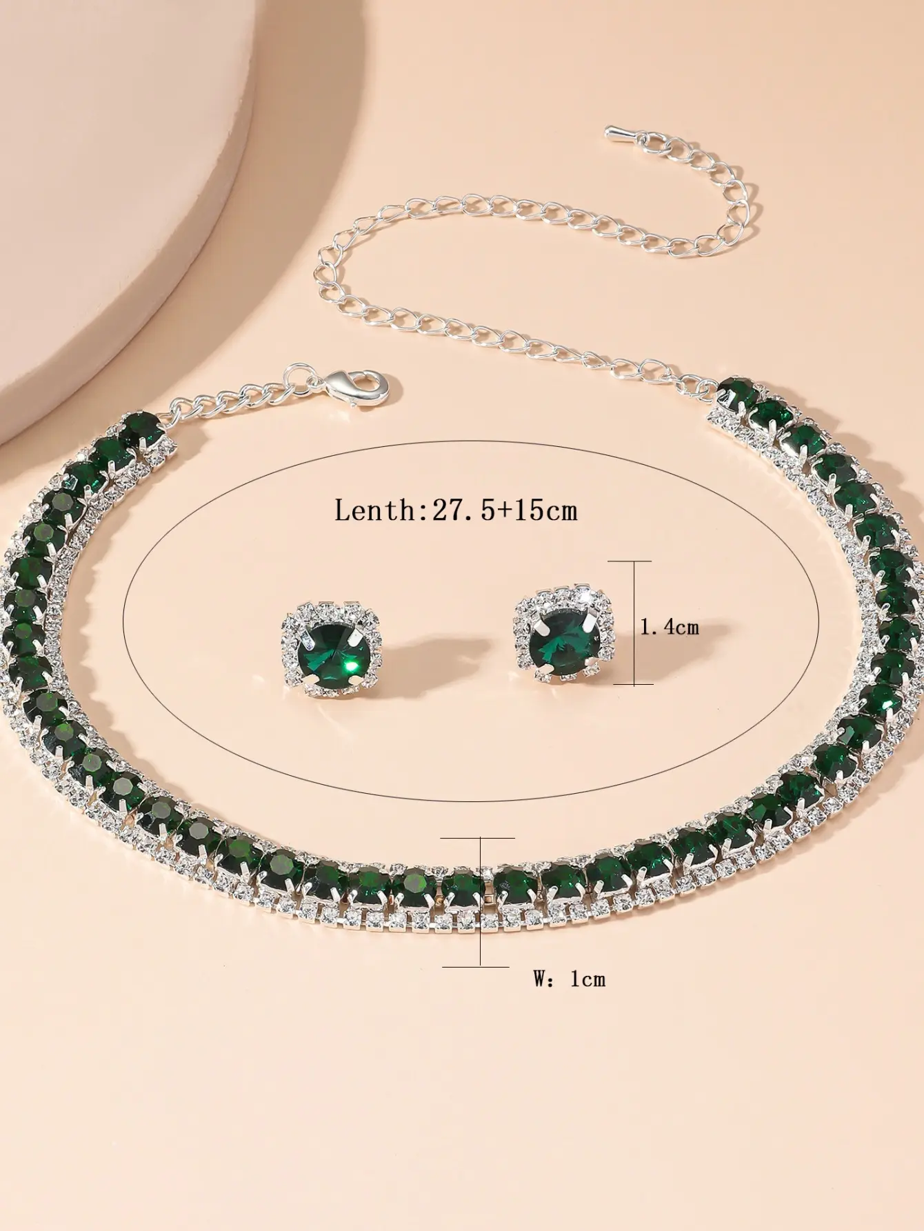 3pcs wedding jewelry, women's rhinestone earrings, necklace jewelry set, luxurious and fashionable banquet and party accessories
