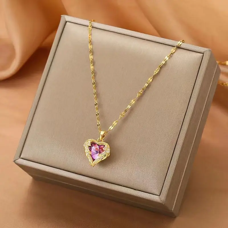 1PC Women's Fashion Trendy Love Set Water Diamond Pendant Necklace Jewelry Suitable for Date, Party, Festival Gift