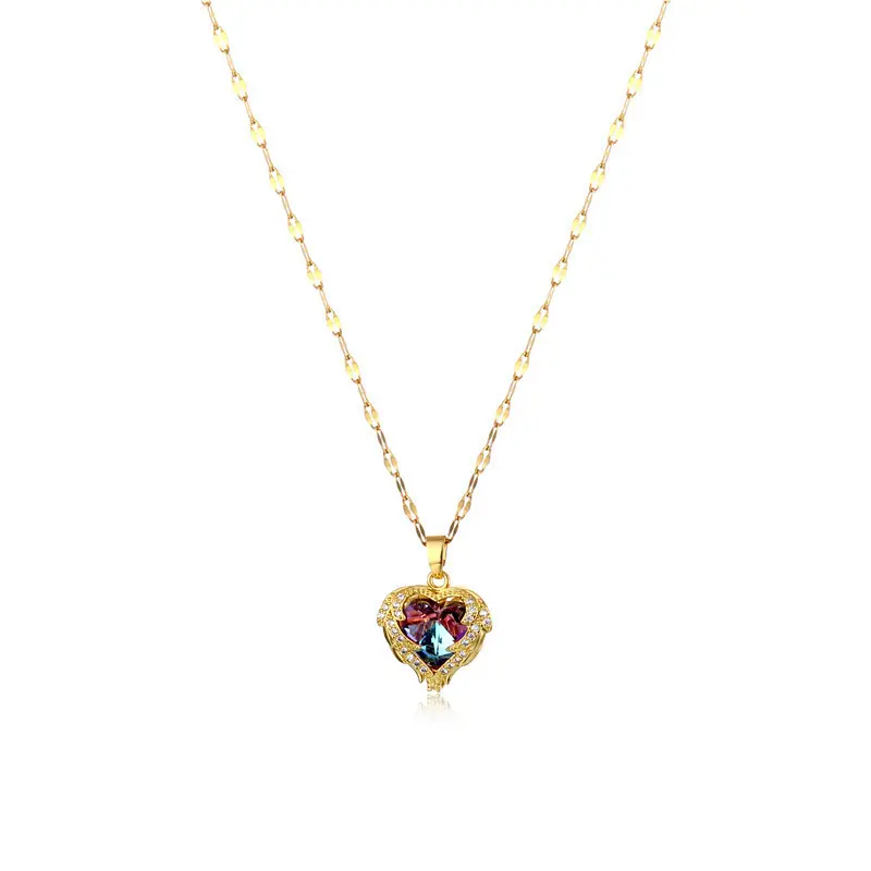 1PC Women's Fashion Trendy Love Set Water Diamond Pendant Necklace Jewelry Suitable for Date, Party, Festival Gift