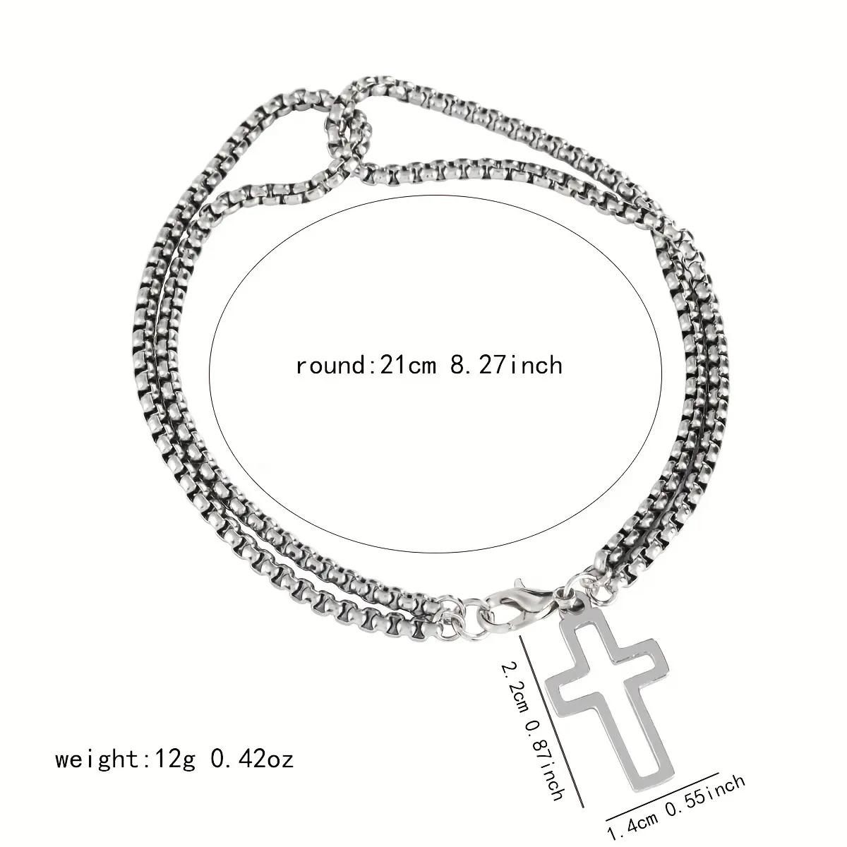 Men's Fashion Double Chain Cross Hollow Bracelet Lobster Claw Buckle Stainless Steel Bracelet Hip Hop Punk Party Jewelry