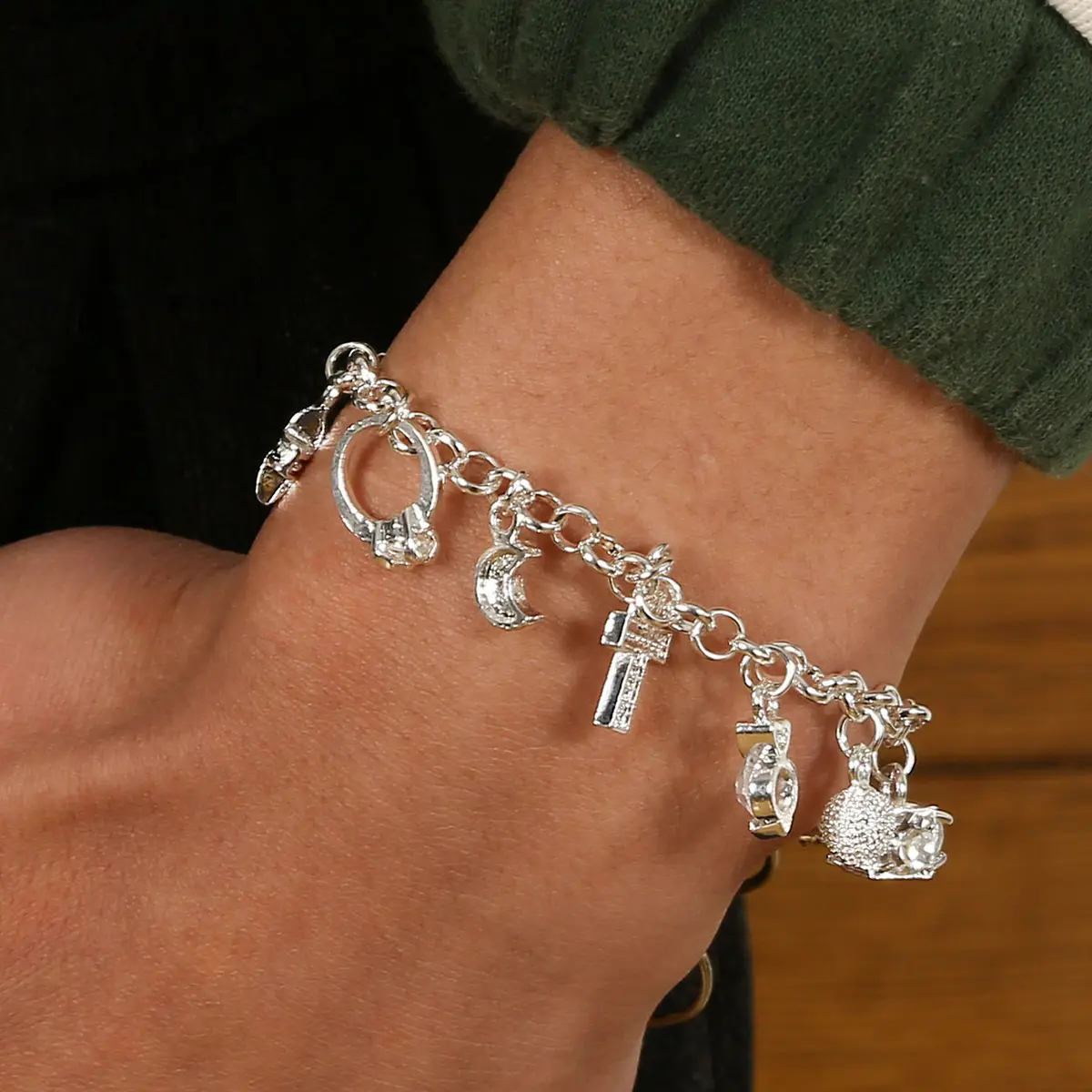 Men's Fashion Double Chain Cross Hollow Bracelet Lobster Claw Buckle Stainless Steel Bracelet Hip Hop Punk Party Jewelry
