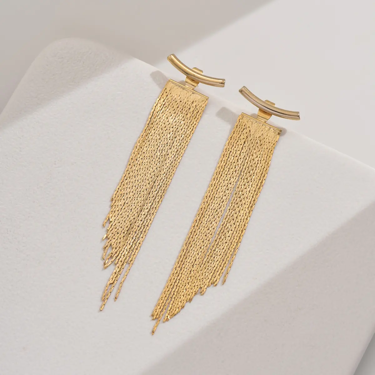 2PC Women's Fashion Plated 14K Gold tassel Earrings Jewelry Accessories Suitable for Date, Party, Festival Gifts-1373