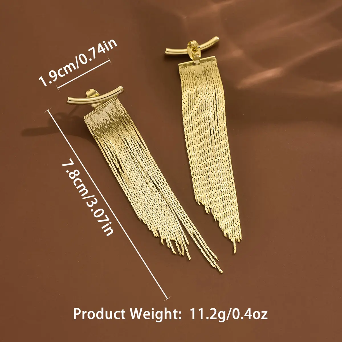 2PC Women's Fashion Plated 14K Gold tassel Earrings Jewelry Accessories Suitable for Date, Party, Festival Gifts-1373