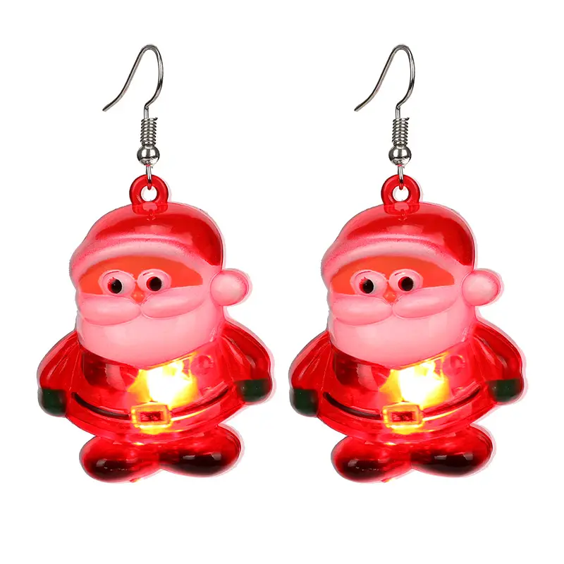2PC Christmas Cartoon Creative Christmas Tree Santa Snow Bell Earrings Anti Allergy Earrings Party Holiday Gifts