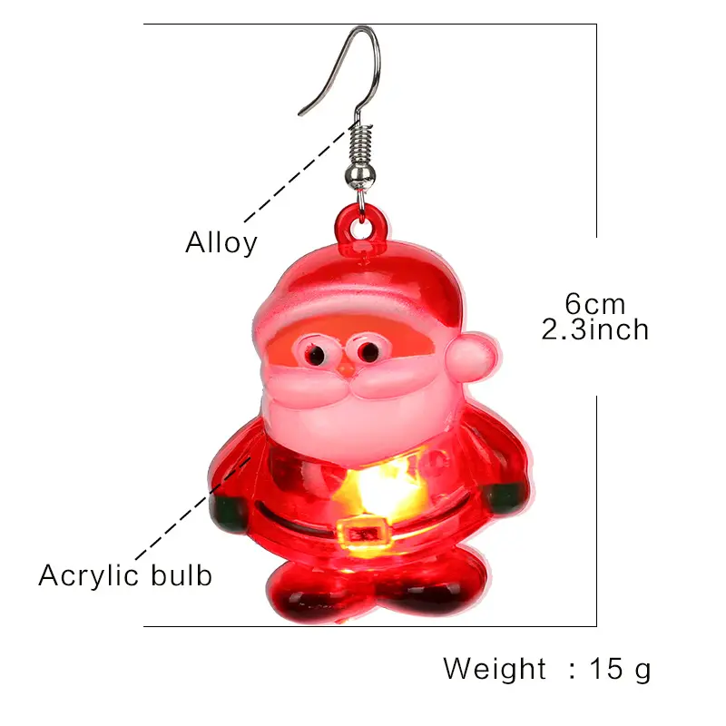 2PC Christmas Cartoon Creative Christmas Tree Santa Snow Bell Earrings Anti Allergy Earrings Party Holiday Gifts