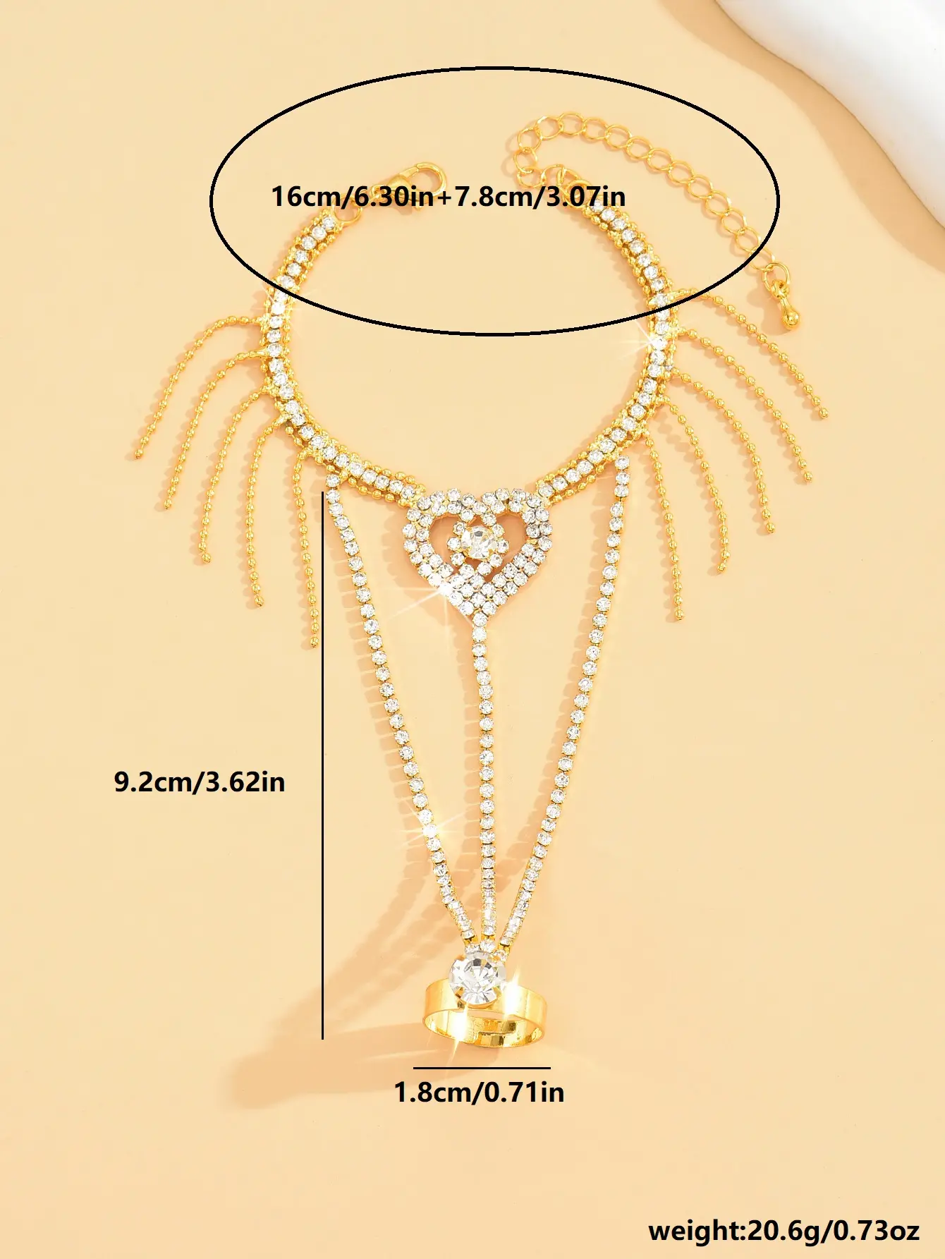 Women's Fashion Trendy Claw Chain Series Peach Heart tassel Bracelet Suitable for Party, Travel, Party, Festival Gifts