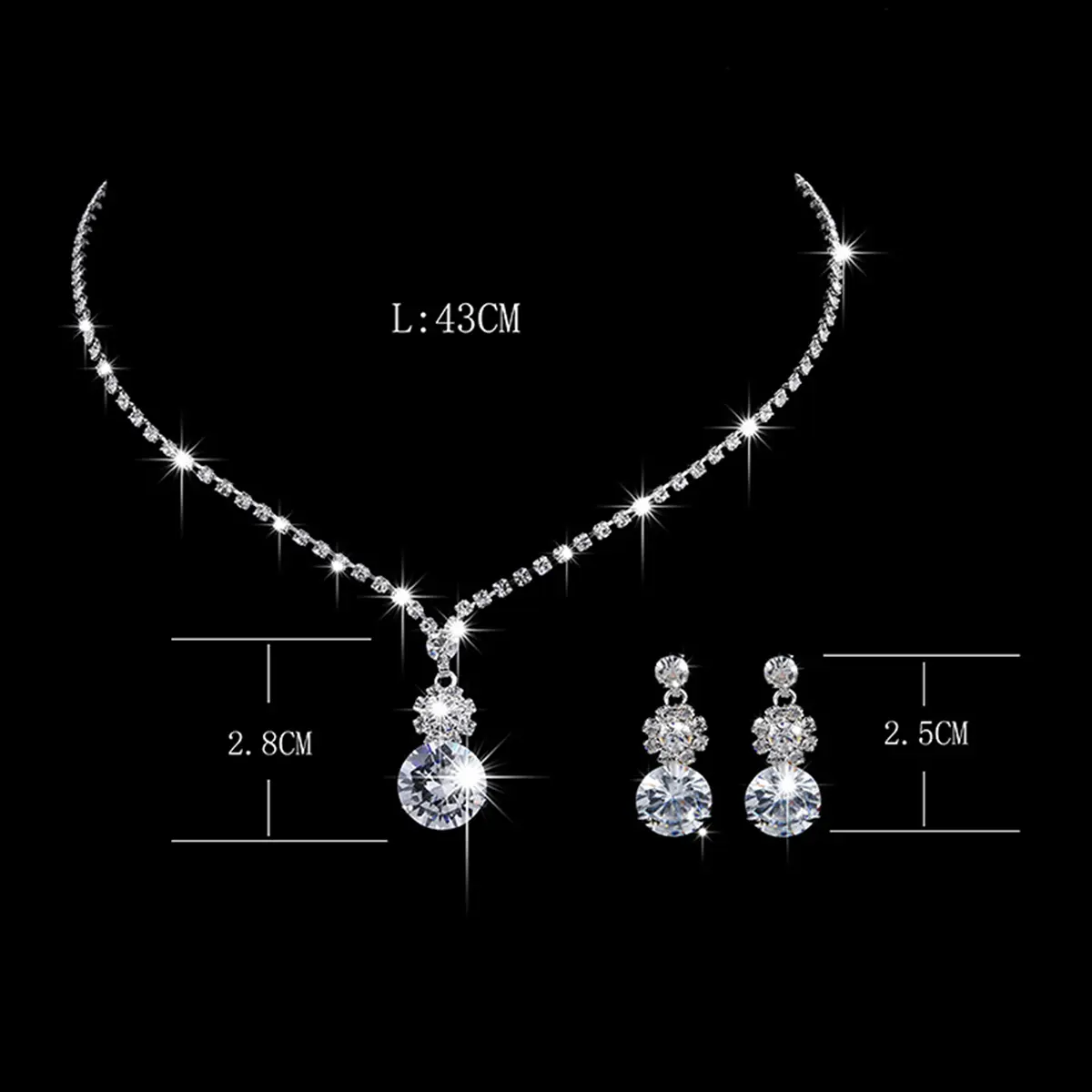 3PC Women's Fashion Geometric Round Necklace Earrings Jewelry Set Suitable for Wedding, Party, Festival Gifts-4251