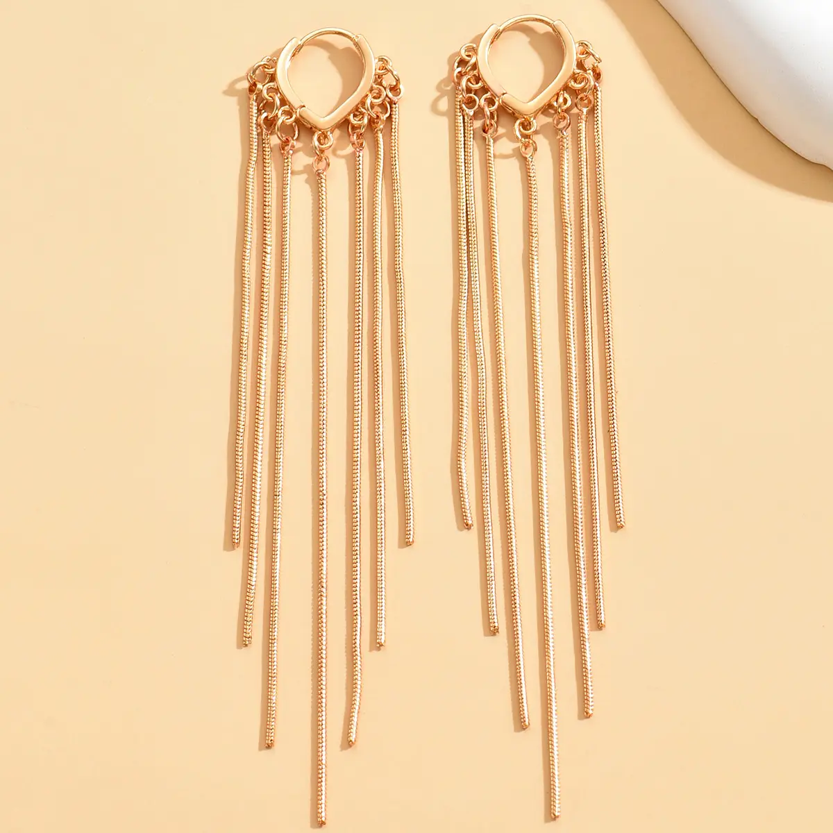 2PC Fashion Copper Alloy Long Flow Su Heart shaped Earrings Jewelry Suitable for Women's Daily Wear and Travel Accessories-6604