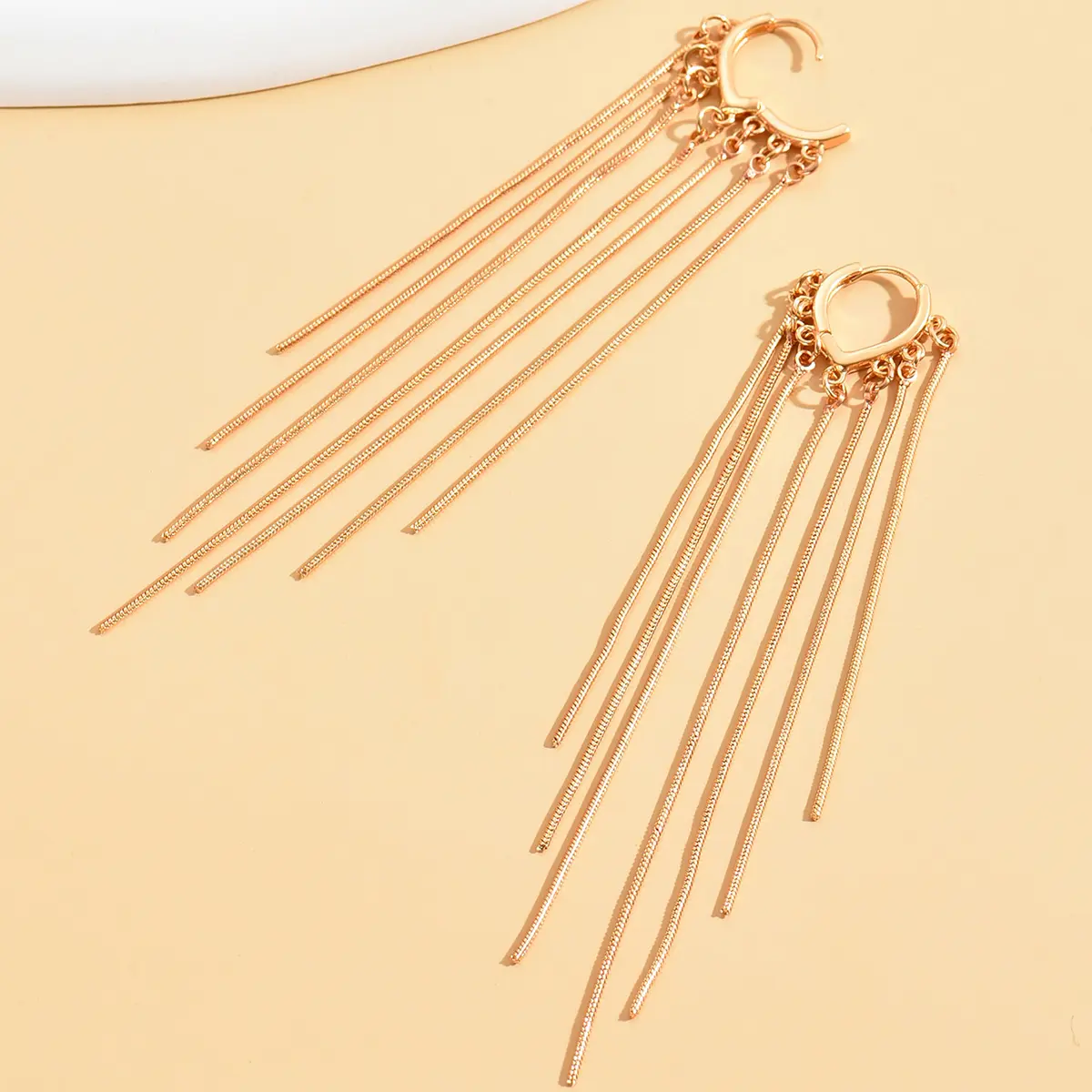 2PC Fashion Copper Alloy Long Flow Su Heart shaped Earrings Jewelry Suitable for Women's Daily Wear and Travel Accessories-6604