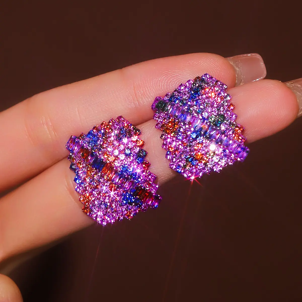 2PC Women's Fashion Geometric Square Design with Simple Earrings and Jewelry Accessories, Suitable for Date and Festival Gift-12