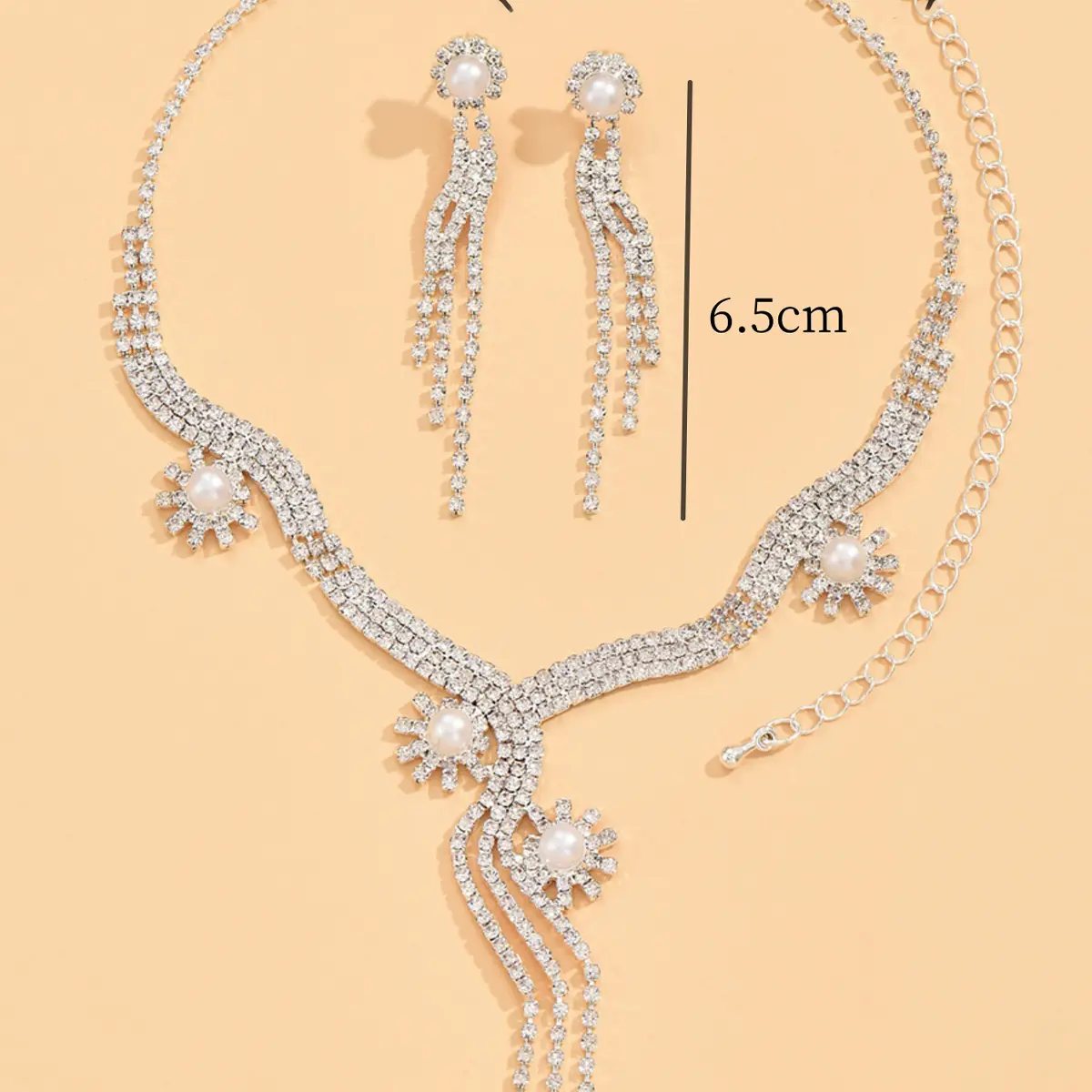3PC Women's Fashion Sunflower Inlaid Diamond Necklace Earrings Jewelry Set Light Luxury Style Design Jewelry