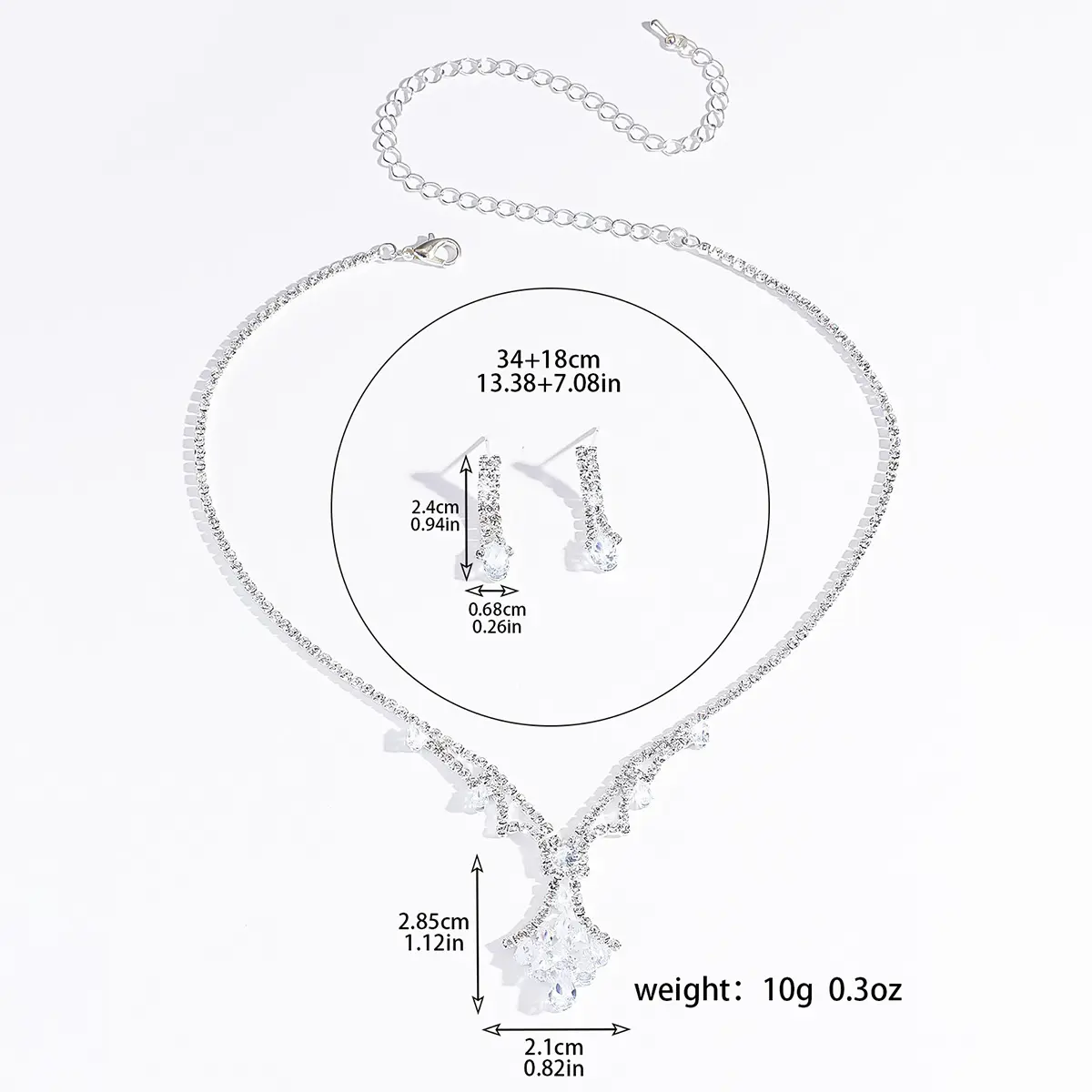 3PC Women's Fashion Design Water Drop Necklace Earrings Jewelry Set Wedding Party Festival Gift
