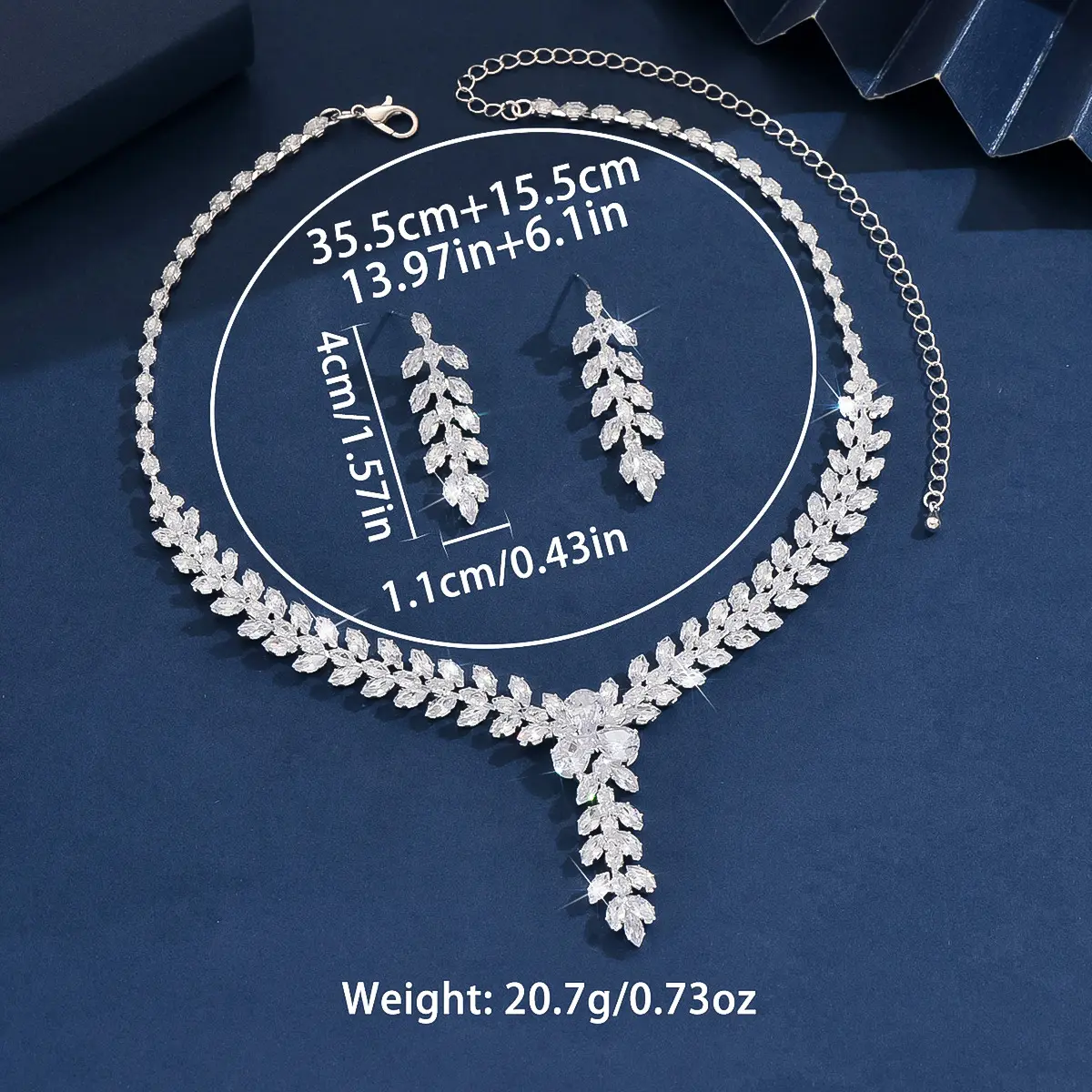 3PC Women's Fashion Zircon Series Water Drop Necklace Earrings Jewelry Set Suitable for Wedding, Party, Festival Gifts-8567