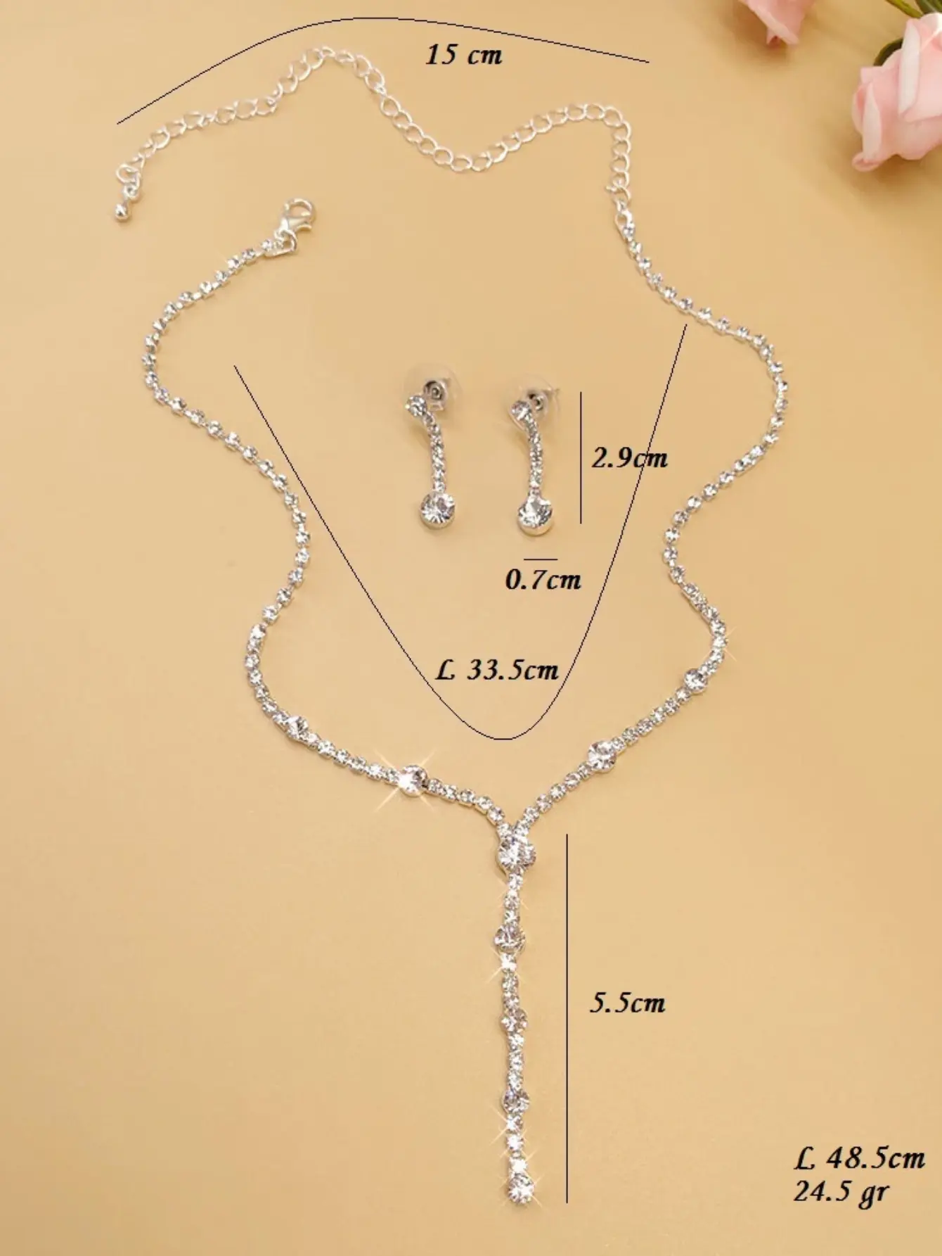 4PC Women's Fashion Trend Minimalist Water Diamond Earrings Necklace Bracelet Jewelry Set Wedding Banquet Party Festival Gift