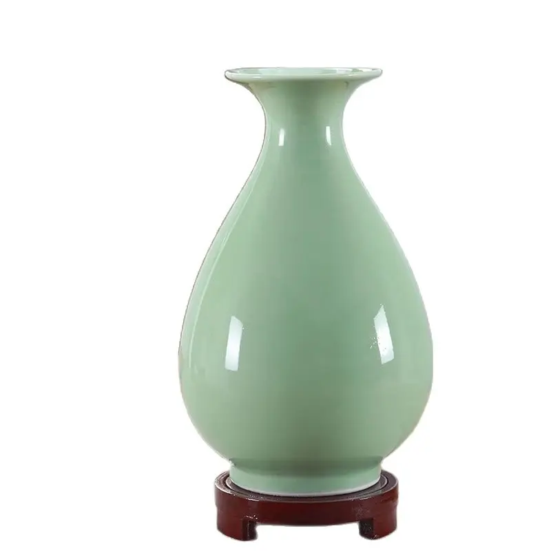 Green beans misty blue azure ceramic vase decoration crafts decorating vase living room decorations celadon flower arrangement