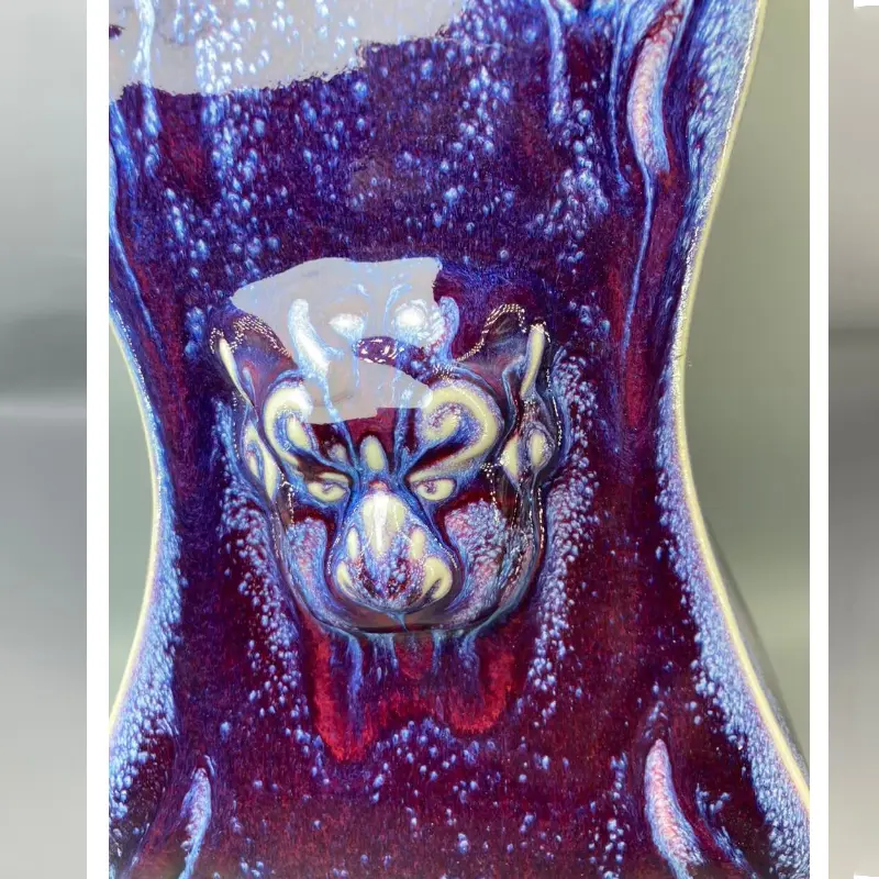 Violin Shape Ceramic vase ornamental vase handicrafts Jun porcelain has ice cracks open pieces