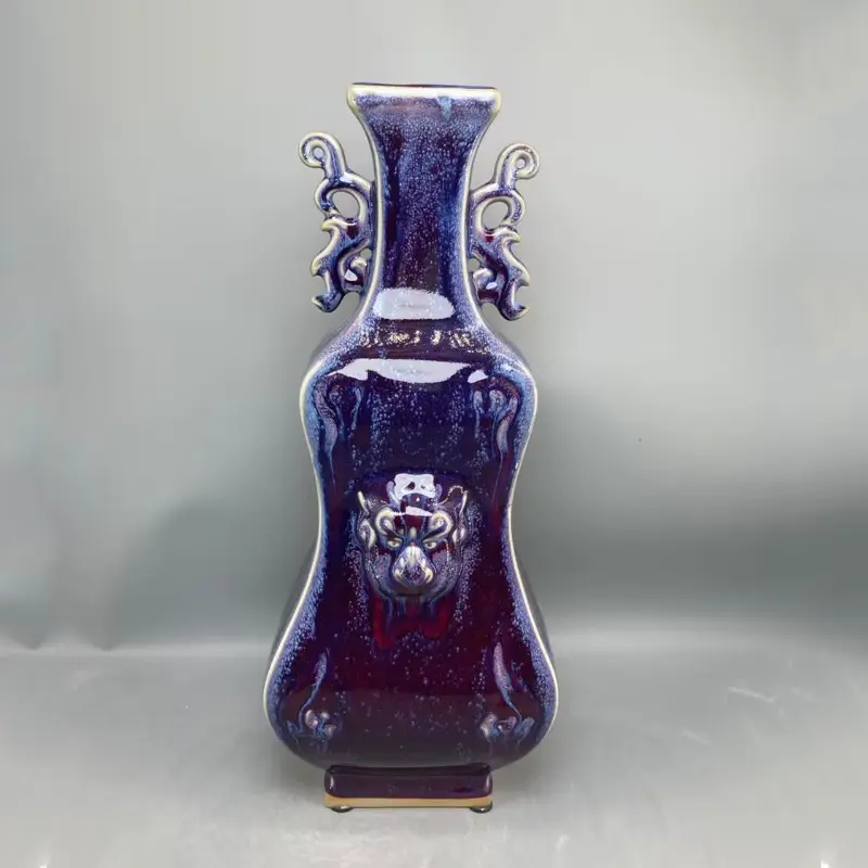Violin Shape Ceramic vase ornamental vase handicrafts Jun porcelain has ice cracks open pieces