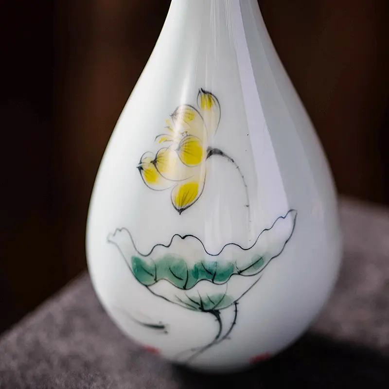 Hand-painted Ceramic Vase, Mini Decoration, White Simple Flower, Home, Living Room, Countertop,Home Decoration Accessories