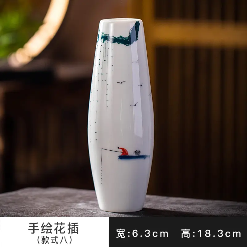Hand-painted Ceramic Vase, Mini Decoration, White Simple Flower, Home, Living Room, Countertop,Home Decoration Accessories