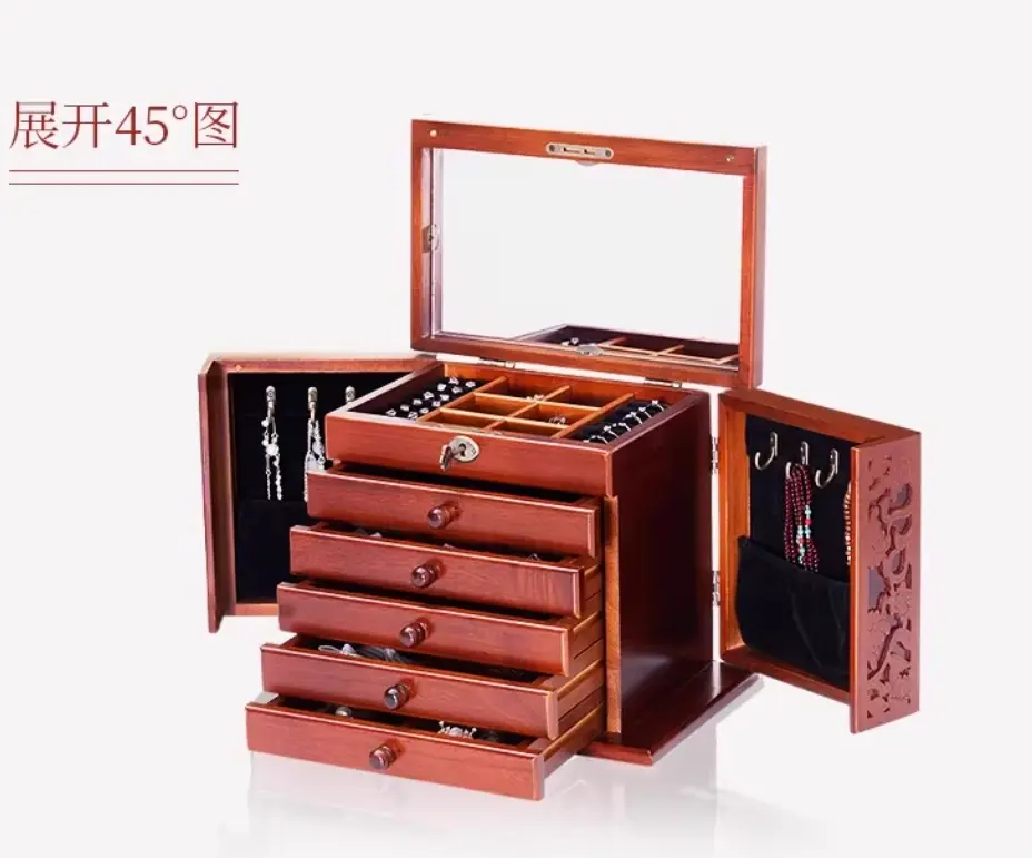 Luxury Wooden Jewelry Storage Box, Princess Case, Super Accessories, Fashion Organizer, Wedding, Mother, Birthday Gift