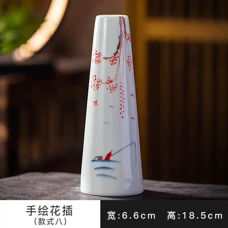 Hand-painted Ceramic Vase, Mini Decoration, White Simple Flower, Home, Living Room, Countertop,Home Decoration Accessories