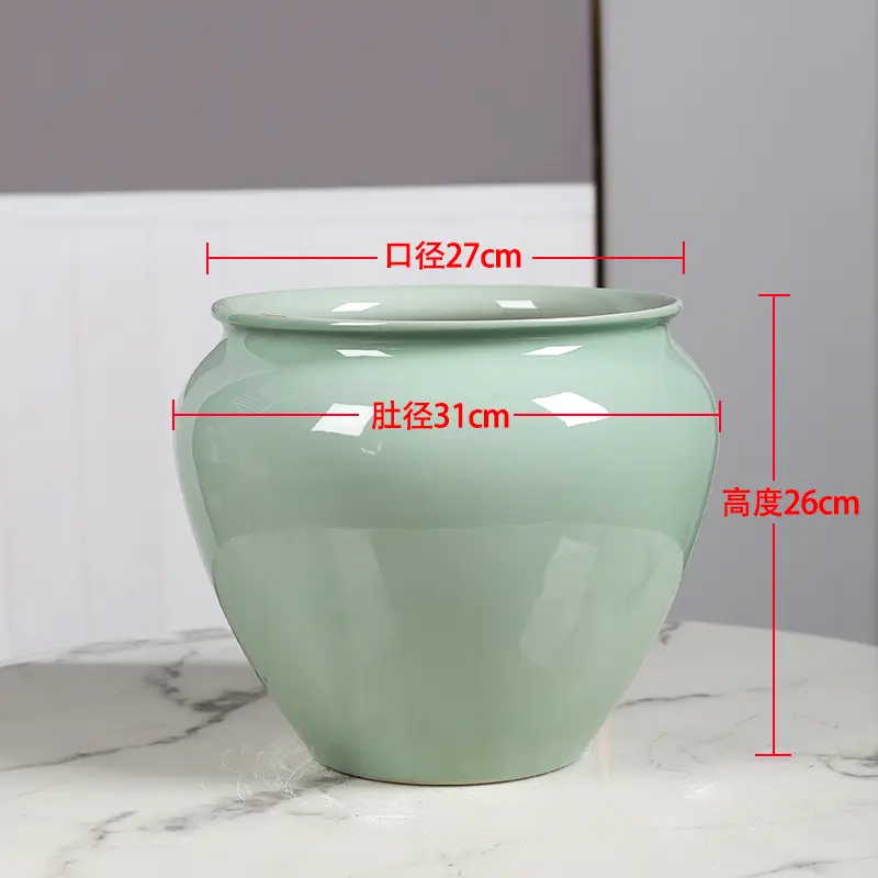 Jingdezhen ceramic vase green plant flower phalaenopsis pot large diameter flower pot Chinese home living room decorations pots