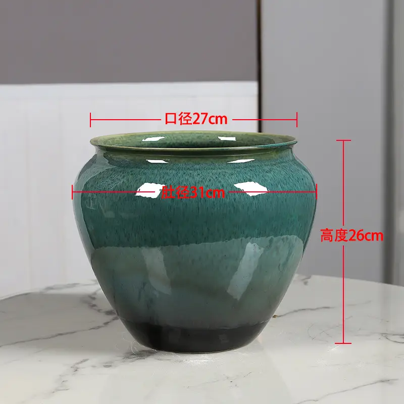 Jingdezhen ceramic vase green plant flower phalaenopsis pot large diameter flower pot Chinese home living room decorations pots