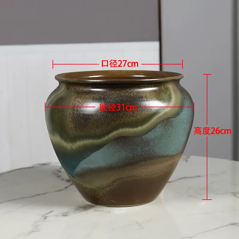 Jingdezhen ceramic vase green plant flower phalaenopsis pot large diameter flower pot Chinese home living room decorations pots