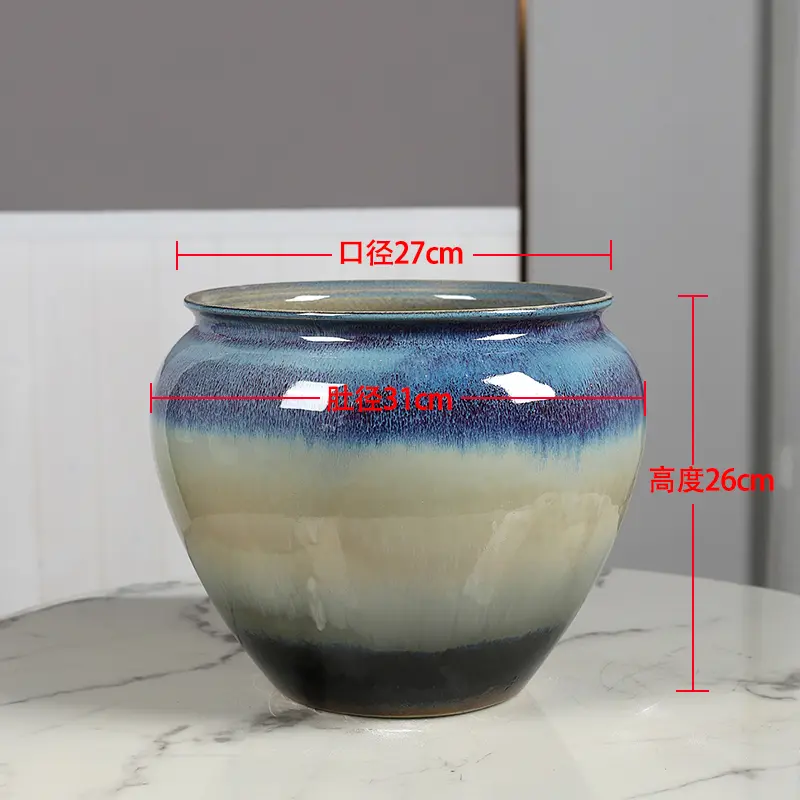 Jingdezhen ceramic vase green plant flower phalaenopsis pot large diameter flower pot Chinese home living room decorations pots