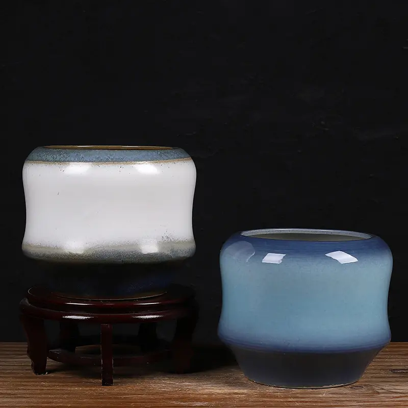 Ceramic flower pot color glaze hydroponic flower arrangement decorative ornament living room entrance flower plant pot porcelain
