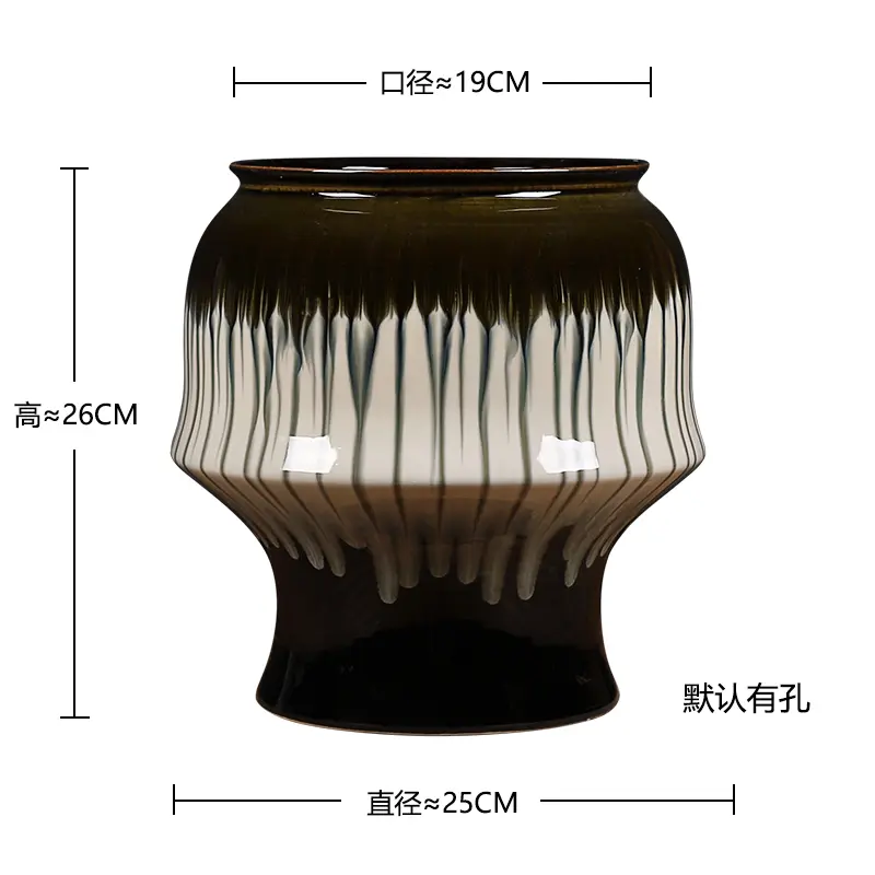 succulent flower pot high temperature glaze new Chinese style high leg pot breathable Zile master old pile greenery bonsai pot