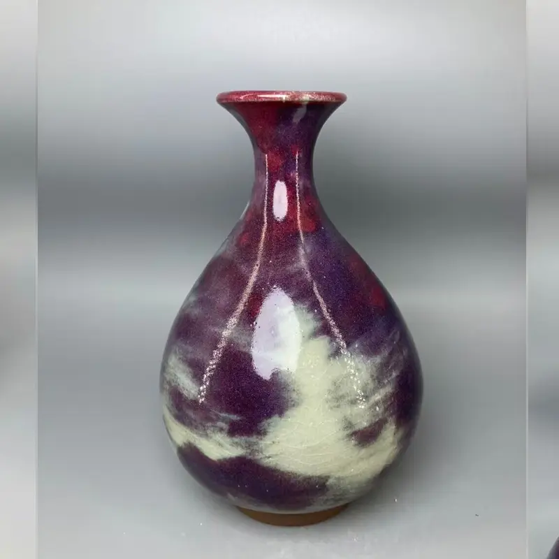 Ceramic vase Jun China decoration ice crack open pieces High 18.5 cm