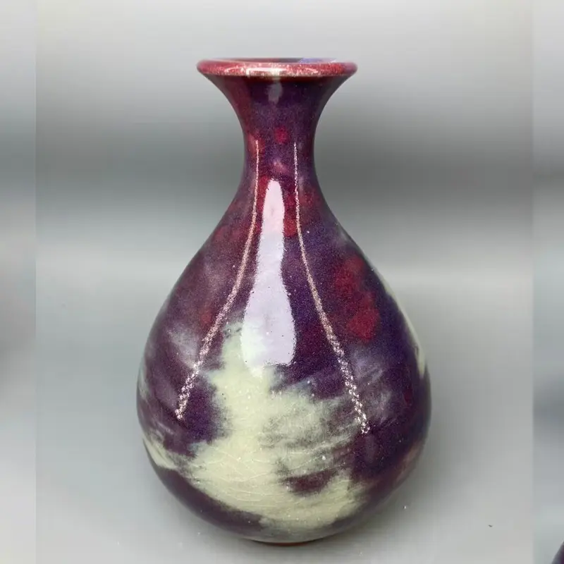 Ceramic vase Jun China decoration ice crack open pieces High 18.5 cm