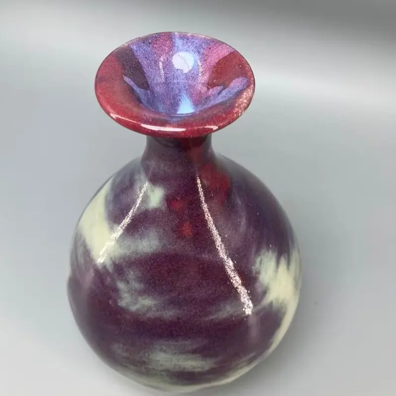 Ceramic vase Jun China decoration ice crack open pieces High 18.5 cm