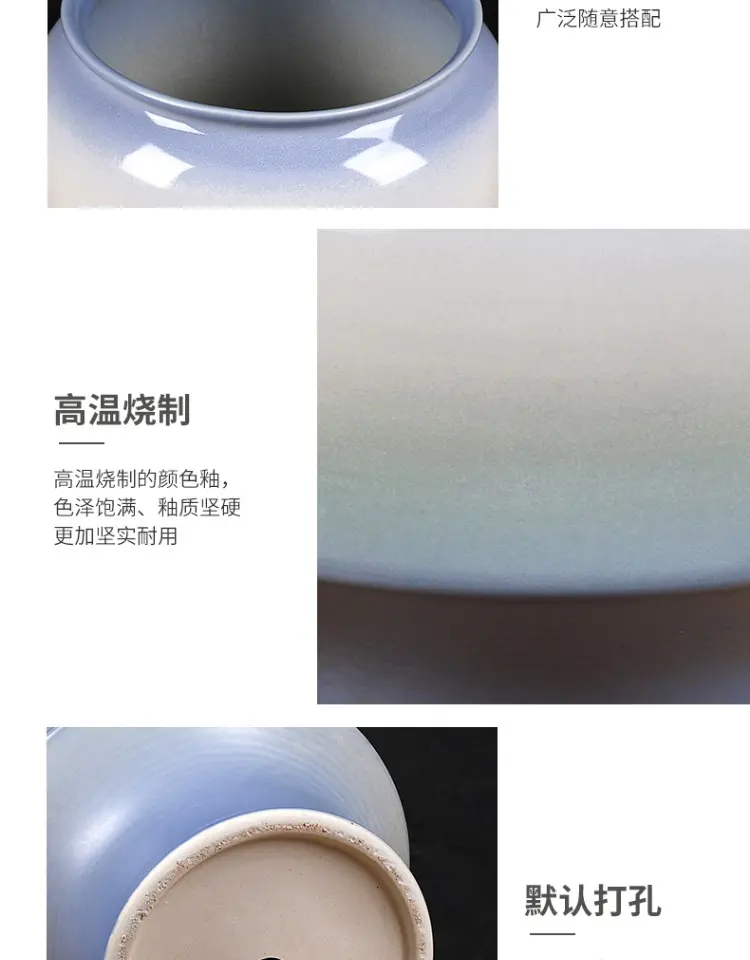 succulent flower pot high temperature glaze new Chinese style high leg pot breathable Zile master old pile greenery bonsai pot