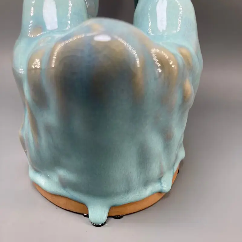 Ceramic Sheep Sculpture for Interior Decoration, Jin Porcelain Sculpture, Ice Crack, Open Pieces, Length 29 cm High 41.5 cm