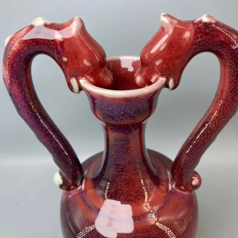 Ceramic vase Dragon head vase with two ears matrass Jade glazed water high-grade interior decoration crafts decorating vase 2
