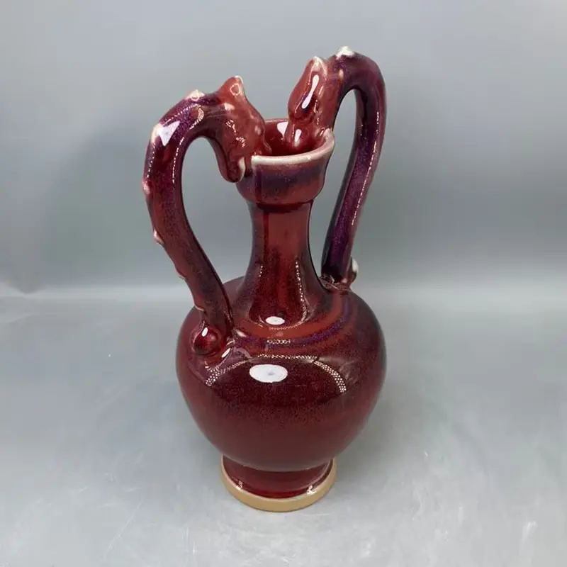 Ceramic vase Dragon head vase with two ears matrass Jade glazed water high-grade interior decoration crafts decorating vase 2