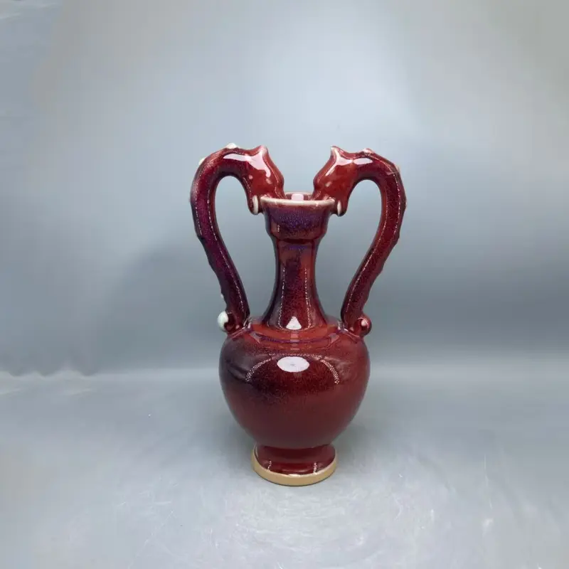 Ceramic vase Dragon head vase with two ears matrass Jade glazed water high-grade interior decoration crafts decorating vase 2