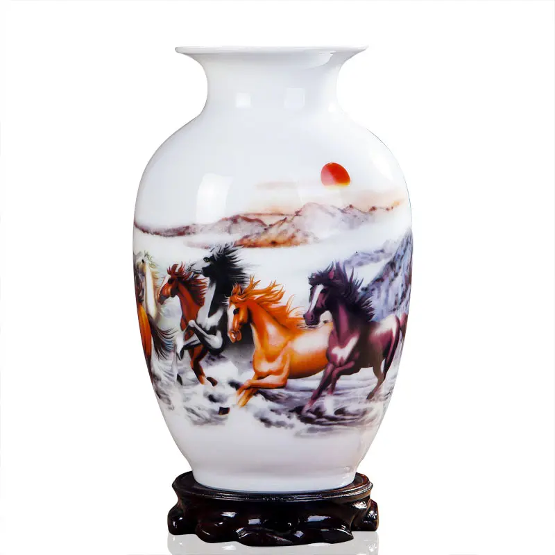 Ceramics Vase for Home Furnishing Decoration, Crafts, Palace Table, Fake Flower Pot, Ornaments, Florero Flower Vase, High 23 cm